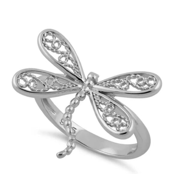 Sterling Silver Dragonfly Ring New - Picture 1 of 4